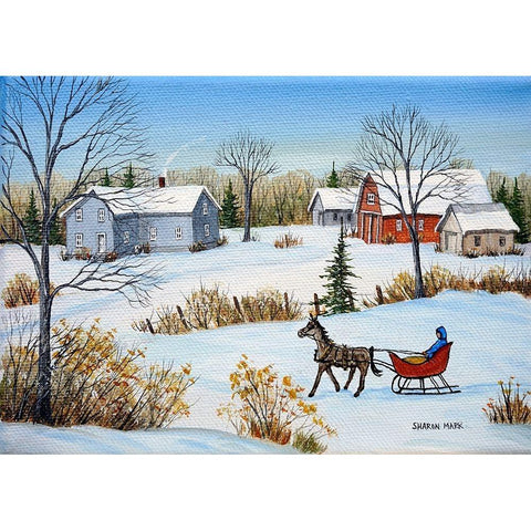 Quiet Winter Day Gold Ornate Wood Framed Art Print with Double Matting by Mark, Sharon