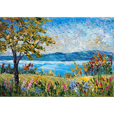 River Gold Ornate Wood Framed Art Print with Double Matting by Mark, Sharon