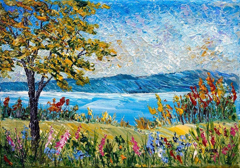 River White Modern Wood Framed Art Print with Double Matting by Mark, Sharon