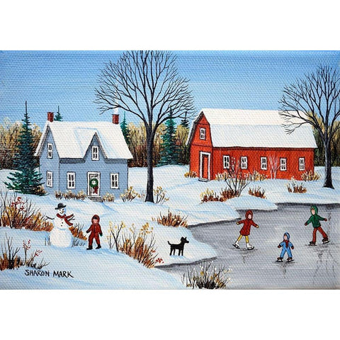 Skating Fun White Modern Wood Framed Art Print by Mark, Sharon