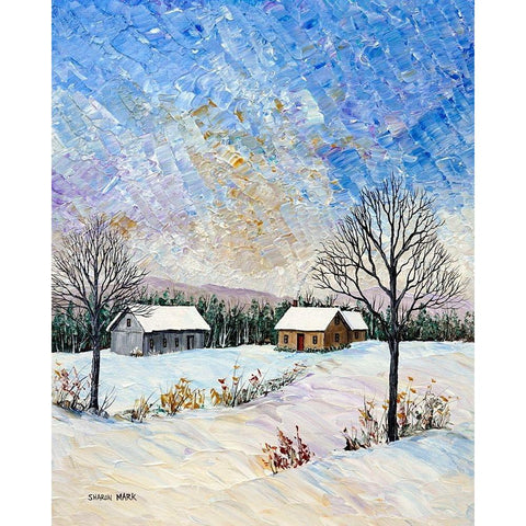 Snowscape White Modern Wood Framed Art Print by Mark, Sharon