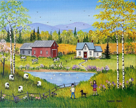 Spring Dream White Modern Wood Framed Art Print with Double Matting by Mark, Sharon