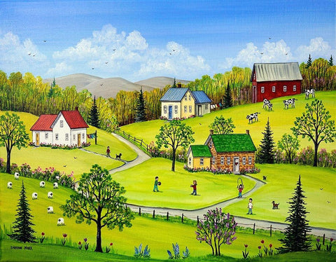 Spring Splendour White Modern Wood Framed Art Print with Double Matting by Mark, Sharon