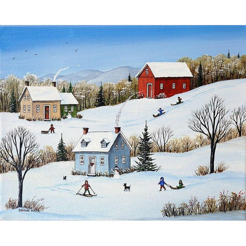 The Snow is Here White Modern Wood Framed Art Print by Mark, Sharon