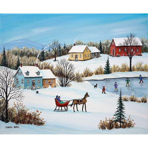 Time for a Sleigh Ride White Modern Wood Framed Art Print by Mark, Sharon