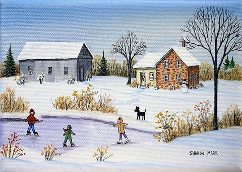 We Love Winter White Modern Wood Framed Art Print with Double Matting by Mark, Sharon