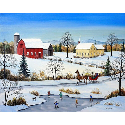 Winter in Canada Black Modern Wood Framed Art Print with Double Matting by Mark, Sharon