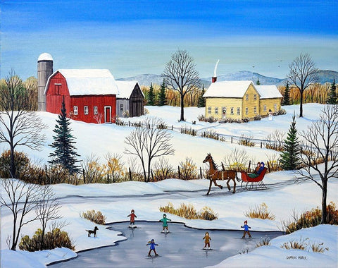 Winter in Canada White Modern Wood Framed Art Print with Double Matting by Mark, Sharon
