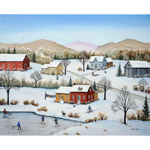 Winter in the Mountains White Modern Wood Framed Art Print by Mark, Sharon