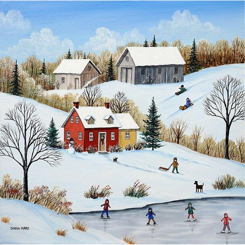 Winter is Divine White Modern Wood Framed Art Print by Mark, Sharon