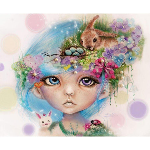 Eliza Easter Elf - MunchkinZ Elf White Modern Wood Framed Art Print by Sheena Pike Art