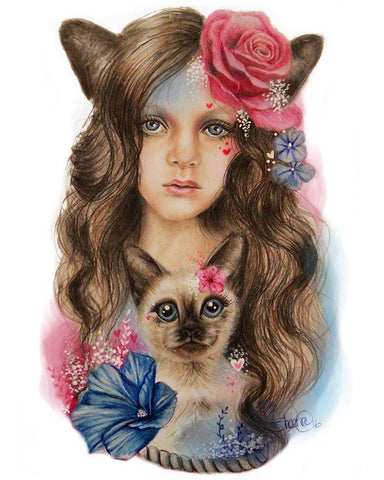 Sweetheart - Only Friend In The World Black Ornate Wood Framed Art Print with Double Matting by Sheena Pike Art