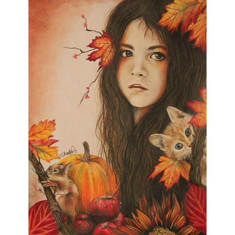 Autumn - Seasons Series Black Modern Wood Framed Art Print by Sheena Pike Art