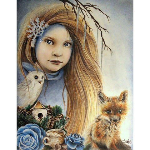 Winter - Seasons Series Black Modern Wood Framed Art Print with Double Matting by Sheena Pike Art