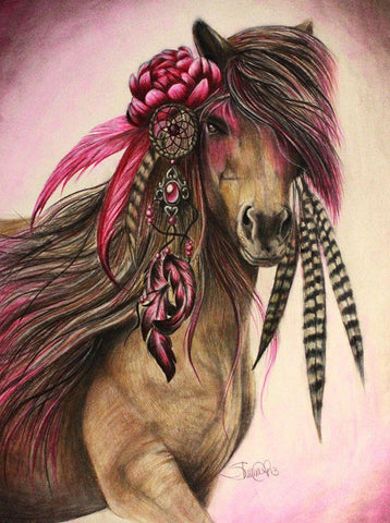 Magenta Warrior Black Ornate Wood Framed Art Print with Double Matting by Sheena Pike Art