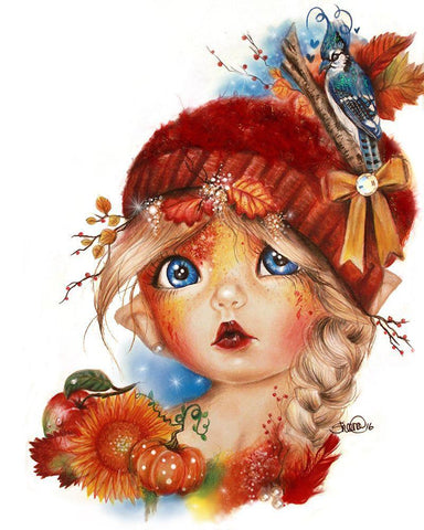 Autumn Anna - MunchkinZ White Modern Wood Framed Art Print with Double Matting by Sheena Pike Art