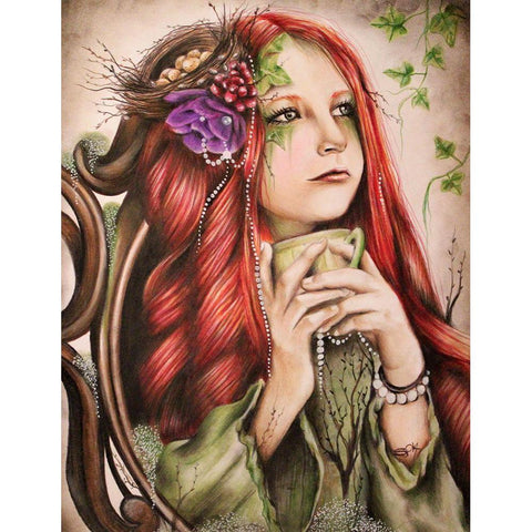 Ivy - Tea Series Black Modern Wood Framed Art Print with Double Matting by Sheena Pike Art