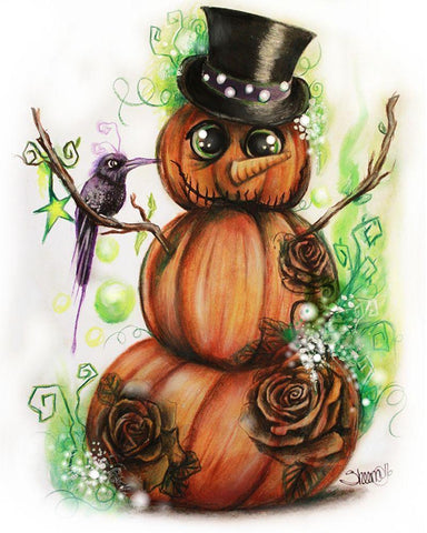 Jack O Man White Modern Wood Framed Art Print with Double Matting by Sheena Pike Art