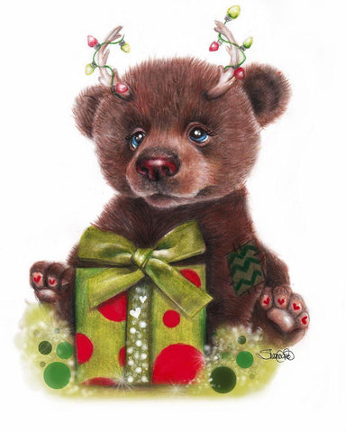 Bruno Bear-Rudolph Fan White Modern Wood Framed Art Print with Double Matting by Sheena Pike Art