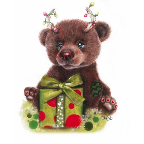 Bruno Bear-Rudolph Fan Black Modern Wood Framed Art Print by Sheena Pike Art