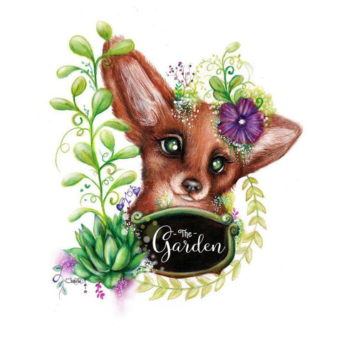 The Garden Sign Fox Black Modern Wood Framed Art Print by Sheena Pike Art