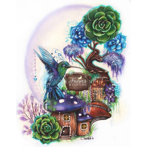 Fairies Welcome - Garden Whimzies White Modern Wood Framed Art Print by Sheena Pike Art