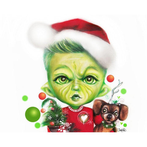 Grinchie Guy - MunchkinZ Elf Black Modern Wood Framed Art Print by Sheena Pike Art