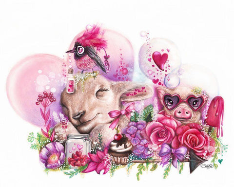 Dreaming of a Sweet Valentine Black Ornate Wood Framed Art Print with Double Matting by Sheena Pike Art