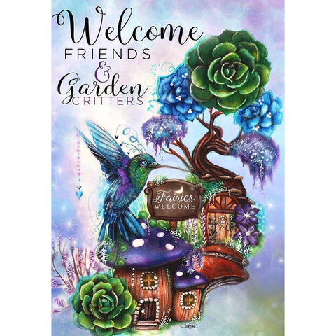 Fairies Welcome - Garden Whimsiez Black Modern Wood Framed Art Print by Sheena Pike Art