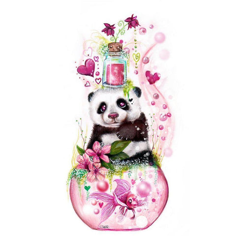 Panda Love Potion White Modern Wood Framed Art Print by Sheena Pike Art