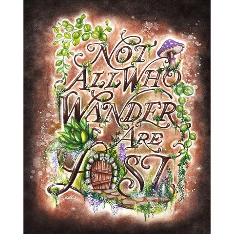 Not All Who Wander Are Lost - Garden WhimZies Gold Ornate Wood Framed Art Print with Double Matting by Sheena Pike Art