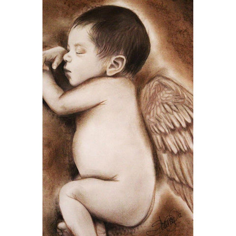 Angel of my Tears Gold Ornate Wood Framed Art Print with Double Matting by Sheena Pike Art