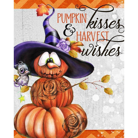 Pumpkin Kisses And Harvest Wishes Jack O Man 2 - Color White Modern Wood Framed Art Print by Sheena Pike Art