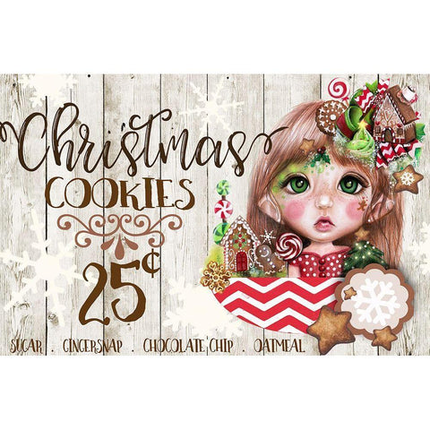 Christmas Cookies Sign - Ginger MunchkinZ Elf White Modern Wood Framed Art Print by Sheena Pike Art