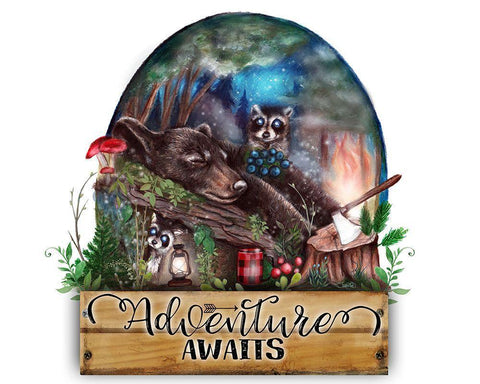 Adventure Awaits White Modern Wood Framed Art Print with Double Matting by Sheena Pike Art