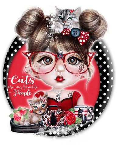 Cats are My Favorite People - Cat Crazy Chloe - MunchkinZ Black Ornate Wood Framed Art Print with Double Matting by Sheena Pike Art