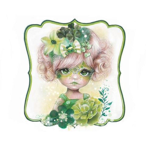 Sugar Sweeties - Green Clover White Modern Wood Framed Art Print by Sheena Pike Art