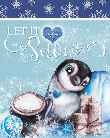 Winter Penguin - Let it Snow White Modern Wood Framed Art Print with Double Matting by Sheena Pike Art