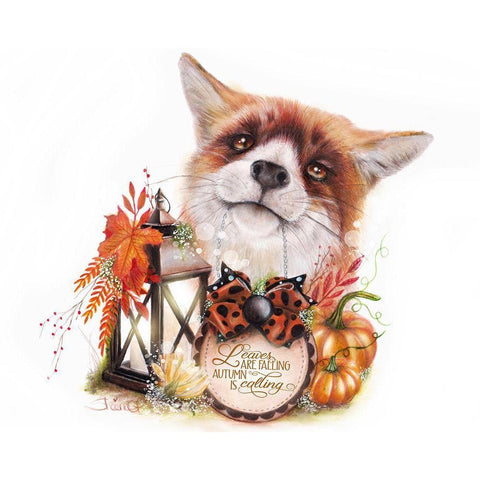 Autumn Greetings Fox Gold Ornate Wood Framed Art Print with Double Matting by Sheena Pike Art