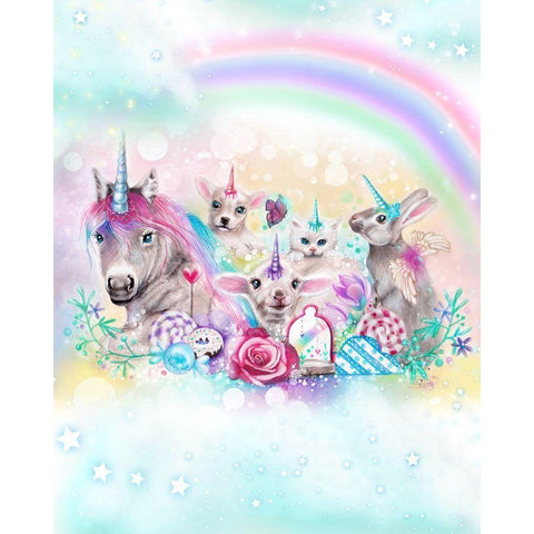 We All Just Want To Be Unicorns - With Rainbow Background Black Modern Wood Framed Art Print with Double Matting by Sheena Pike Art