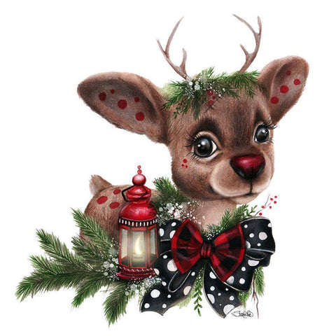 Rudolph White Modern Wood Framed Art Print with Double Matting by Sheena Pike Art