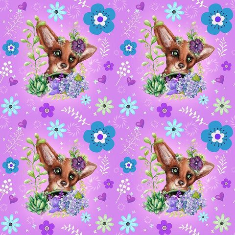 Garden Fox - Pattern Black Ornate Wood Framed Art Print with Double Matting by Sheena Pike Art