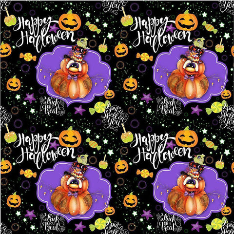 Jack O Man 3 - Halloween Pattern Gold Ornate Wood Framed Art Print with Double Matting by Sheena Pike Art