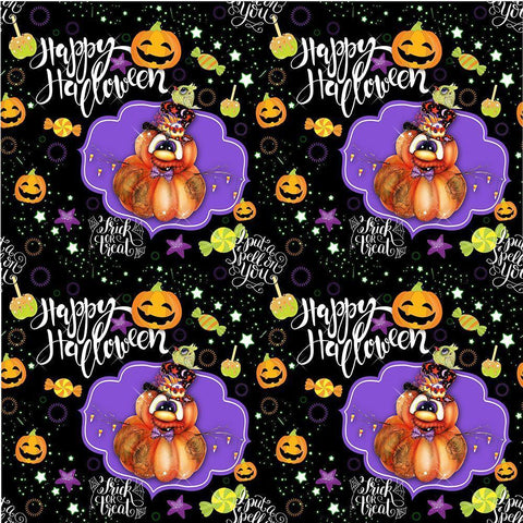 Jack O Man 3 - Halloween Pattern White Modern Wood Framed Art Print with Double Matting by Sheena Pike Art