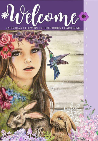 Spring - Seasons Series - Sign Flag Design White Modern Wood Framed Art Print with Double Matting by Sheena Pike Art