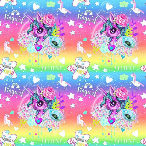 Unicorn Rainbow Ombre Pattern Black Modern Wood Framed Art Print with Double Matting by Sheena Pike Art