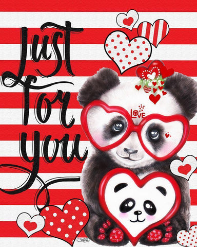 Panda Valentine White Modern Wood Framed Art Print with Double Matting by Sheena Pike Art