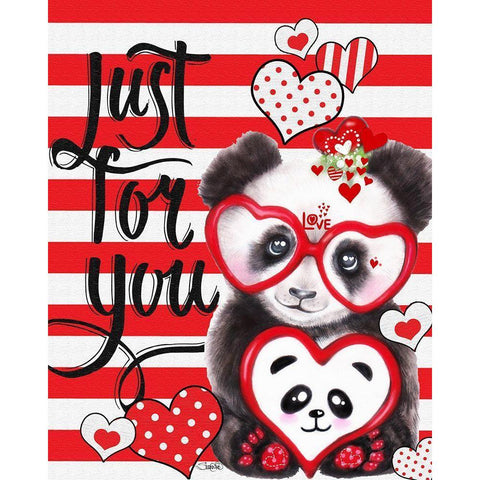 Panda Valentine Black Modern Wood Framed Art Print with Double Matting by Sheena Pike Art