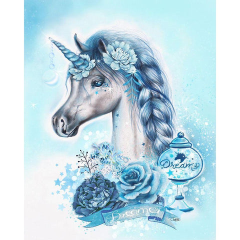 Dreamer Unicorn Black Modern Wood Framed Art Print with Double Matting by Sheena Pike Art