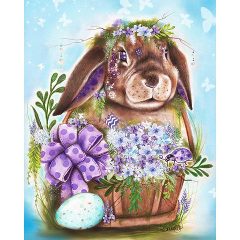 Spring Bunny White Modern Wood Framed Art Print by Sheena Pike Art